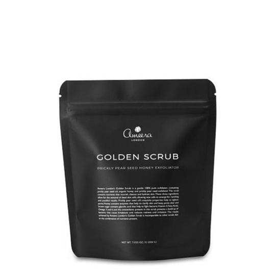 Ameera London's Golden Scrub is a gentle 100% pure exfoliator, based on a unique blend of prickly pear seed oil, organic honey and prickly pear seed exfoliator.  